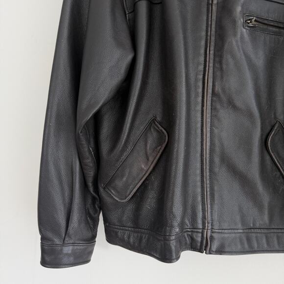 Vintage Eddie Bauer Legend Journeyman Jacket Mens Large Brown Leather Distressed - Picture 3 of 15